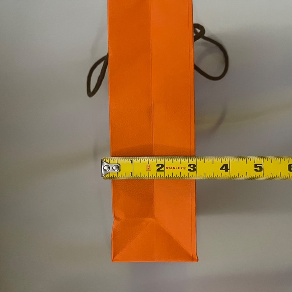 Empty Hermes orange gift bag 8.5"x3"x6" - Picture 4 of 5